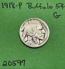 1918-P Buffalo 🦬 Indian Head Nickel 5c Good
