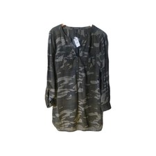 Express Camo Shirt Dress Womens  Green Camouflage Long Tunic Top Street Large