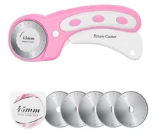 45Mm Rotary Cutter with 5Pcs Extra Blades, Ergonomic Handle Rolling Cutter with