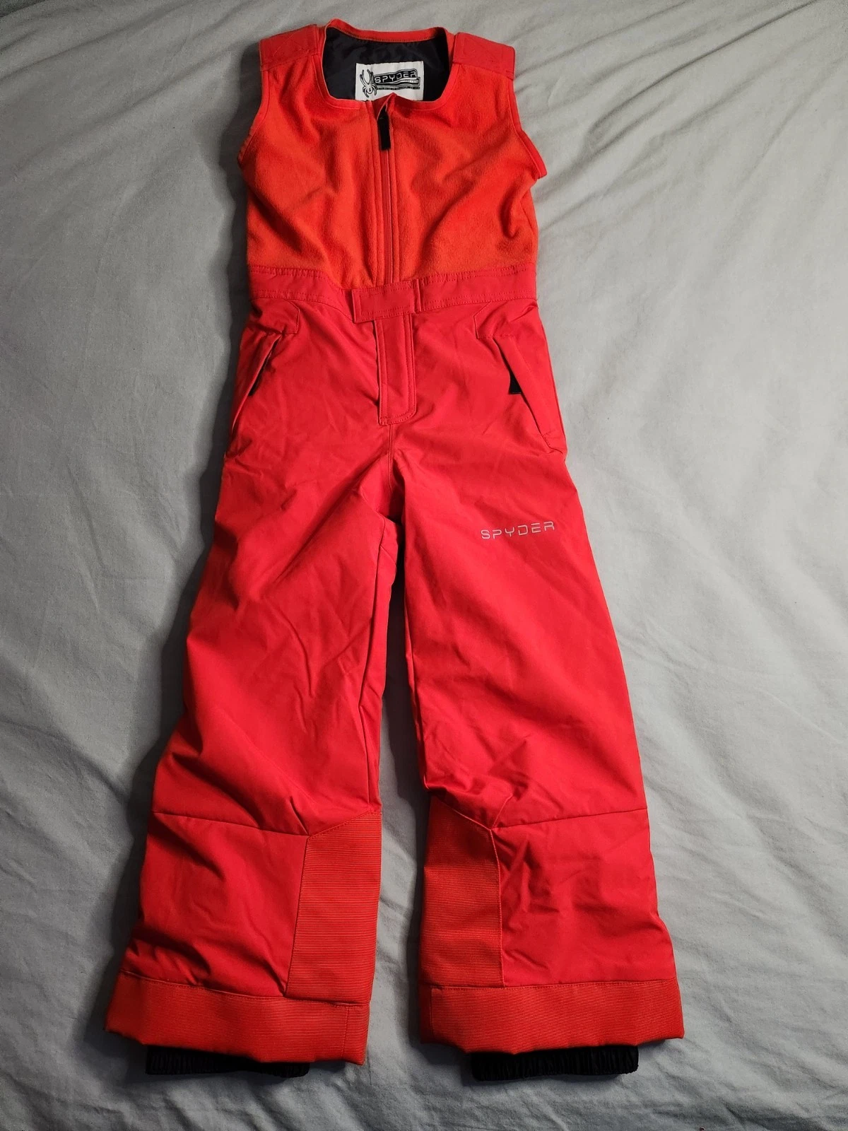 Spyder Snow Bibs Overalls Youth Size 7 Orange Insulated Winter Outdoors Play NEW