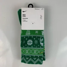 Nike Elite Basketball Christmas Holiday Green Crew Socks  Size Youth 10c-3Y