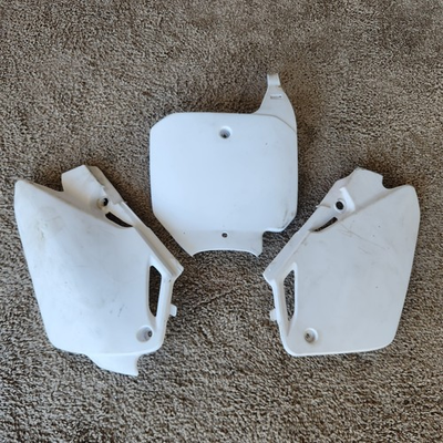 #ad #ad 2003 2007 Honda CR85R CR85RB NUMBER PLATES PLASTICS FRONT SIDE GENUINE OEM $68.89