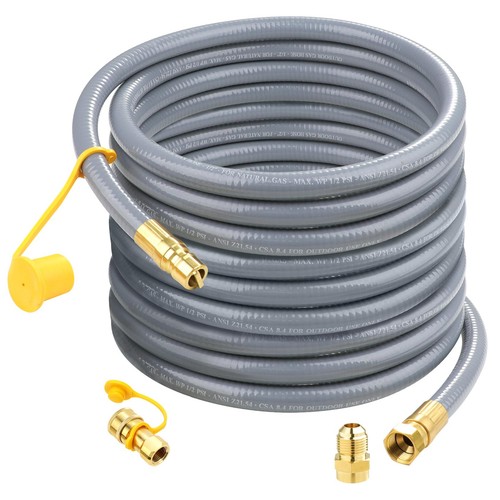 36 Feet 1/2Inch Natural Gas Hose Quick Connect 1/2 Male x 3/8 Female Adapter BBQ