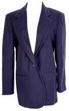 SAG HARBOR Womans Size 10 Blazer 100 Wool Vintage Dark Blue Preppy Classic