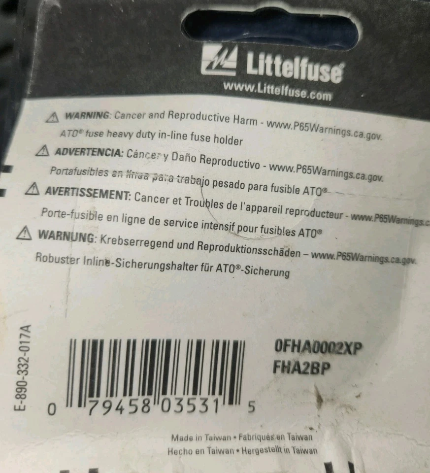 Littelfuse ~ FHA2BP, ATO Fuse Heavy Duty In Line Fuse Holder, 0FHA0002XP - Image 3 of 3