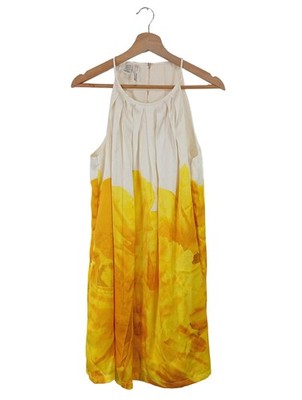MANGO SUIT Neckholderkleid Damen Kleid Gr. DE 42 hellorange-blassgelb-weiß