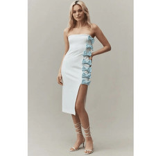 NWT BHLDN Anthropologie Strapless| Asymmetrical Midi Dress Bow Detailing Medium