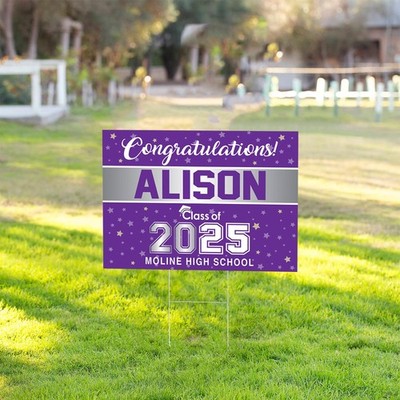 Personalized Graduation Yard Sign 2024   Double Sided, with H-Stake