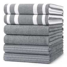 Premium Kitchen Towels(18”x 28”, 6 Pack), Large Cotton 380 GSM Kitchen Hand T...