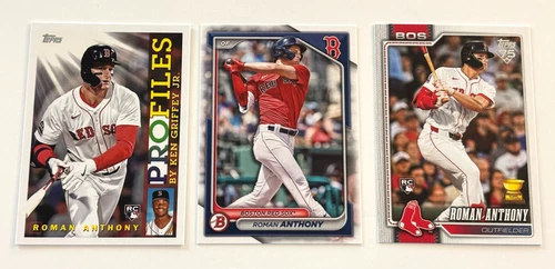 Roman Anthony 2024 Bowman Draft 2026 Topps Profiles & RC (3) Card Lot