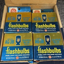 AG-3B GE Super Blue Flashbulbs Pack 12 Bulbs Total General Electric Flash Bulbs