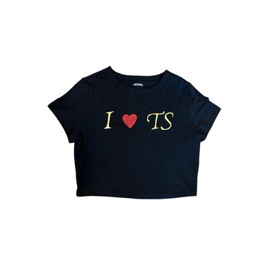 I Heart TS Crop Top   Black Swiftie Tee Reputation Eras Tour Look, Wild Fable L