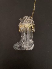 Clear Acrylic Christmas Ornament Boot With Glitter