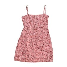 NWT Nasty Gal Square Neck Mini Dress Retro Pansy Print Pink Slip Satin Dress 6