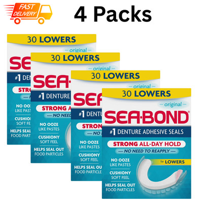 30-Pack Sea 4 Pack Bond Lower Secure Denture Adhesive Seals, All Day
