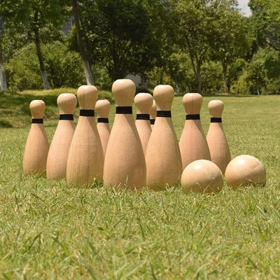 Long game NI-ROU Outdoor Giant Lawn Bowling Games Rubber Wooden Lawn Set Fun ...