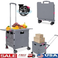 Collapsible Rolling Crate Adjustable Handle Magnetic Lid 360  Rotation Wheels US