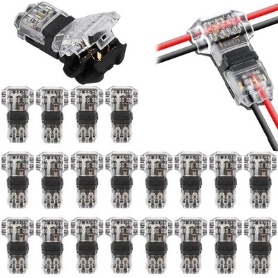 20 Stück T-Abgriff Drahtverbinder 12 V, Lylxienty Niederspannung, 12 V 3-Wege 2-polig,