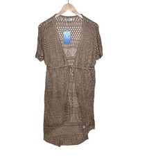 NWT Cupshe Boho Crochet Open Knit Short Sleeve Cover Up size One Size Tan