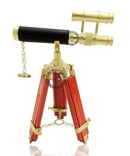 Brass Marine Handheld Spyglass Reflecting Brass Telescope Binoculars with Stand