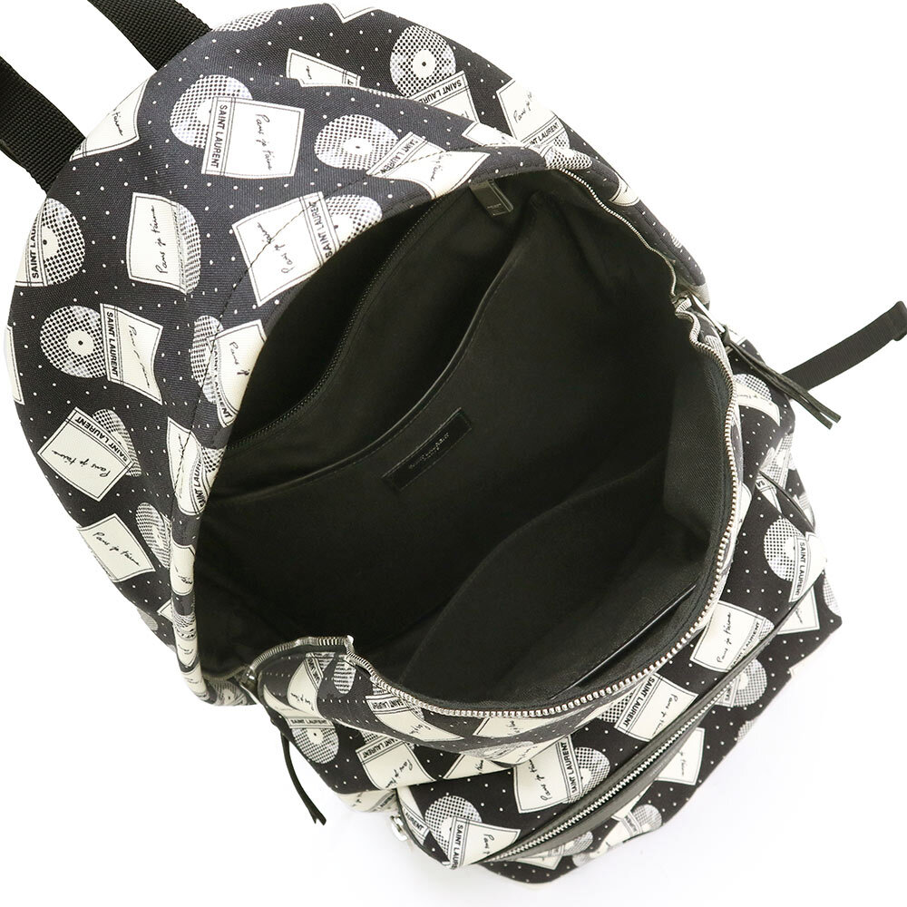 SAINT LAURENT Zaino Città Anthony Vaccarello Tela Bianco e Nero 534967