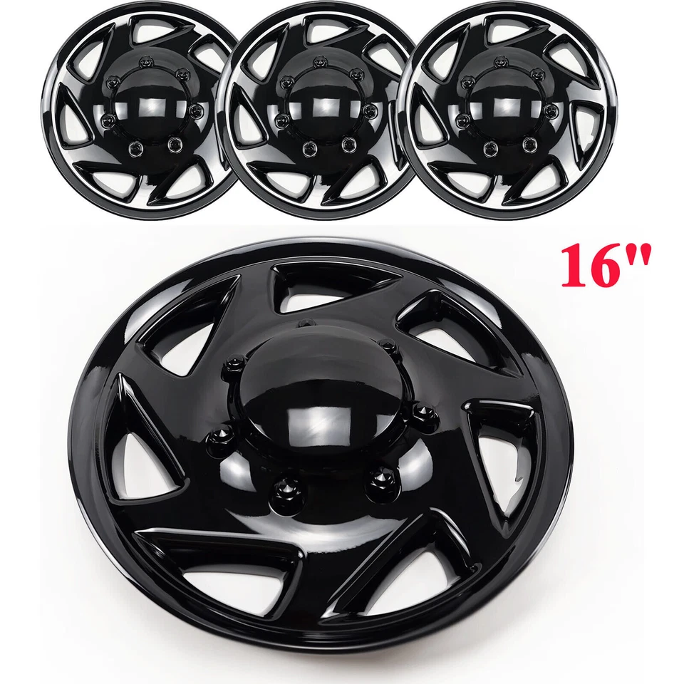 Juego de 4 tapacubos negros de 16" para Ford E-Series E350 E450 Econoline Van 1997-2023 Foto 2 de 4