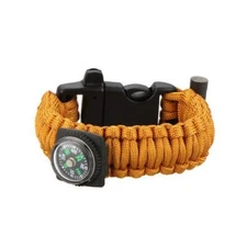 9" Outdoor Emergency Bracelet-Desert Yellow W/ Lifeline, Flint, Whistle, Compass