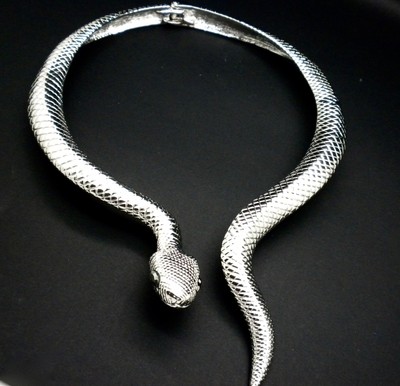 Silver Snake Choker Pendant Women 