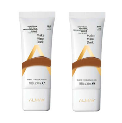 2 Pack Almay Smart Shade Anti-Aging Skintone Matching Makeup, Make Mine Dark 600