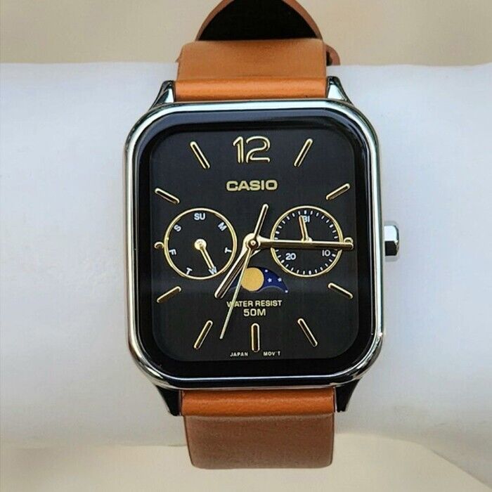 Casio MTP-M305L-1A Moon Phase Brown Leather Black Analog Casio MTP-M305L-1A Moon Phase Brown Leather Black Analog