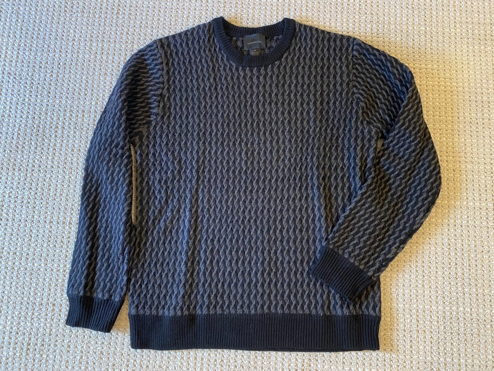 MAGASCHONI Mens Black / Gray Wool Sweater Sz M