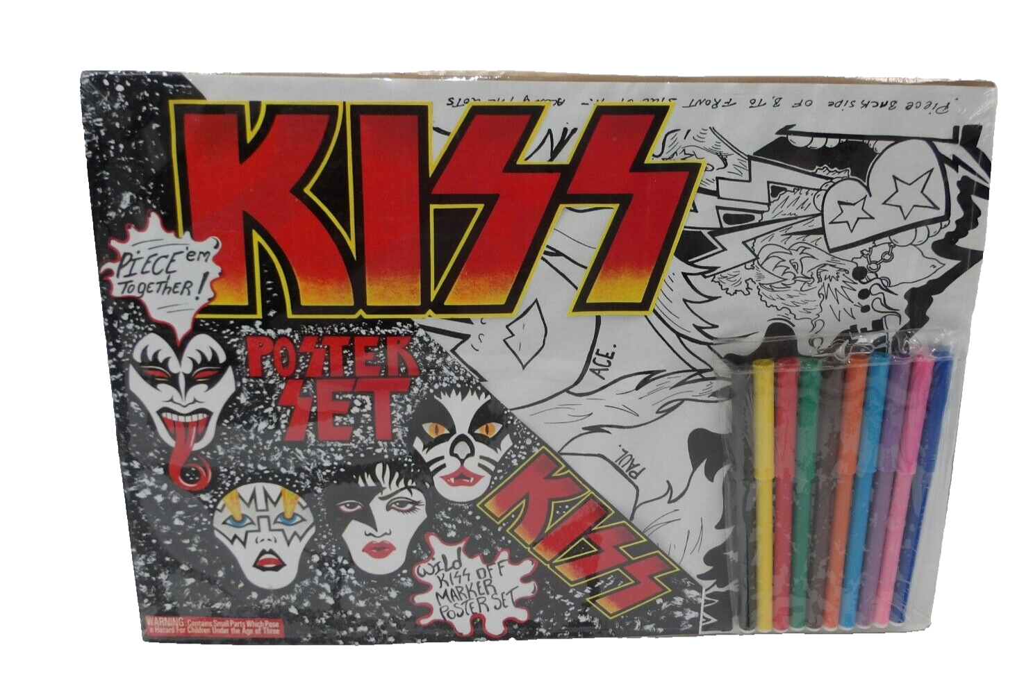 KISS Rock N Roll Band Wild Kiss Off Marker Poster Set Sealed USA Rare