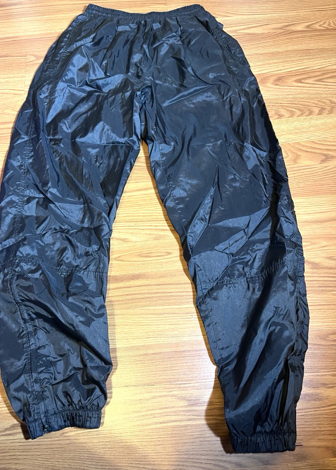 VTG Nike Track Pants Womens Size M Elastic Waist Black Windbreaker Rain 90s Y2K