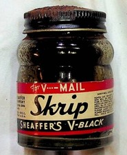 Sheaffer's Skrip Ink 2 Oz BOTTLE ONLY V-Black 1930's For V-Mail No. V2