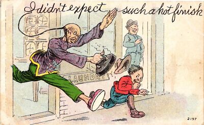 Vintage Postcard- Man chasing a child, I didn't expect Early 1900s