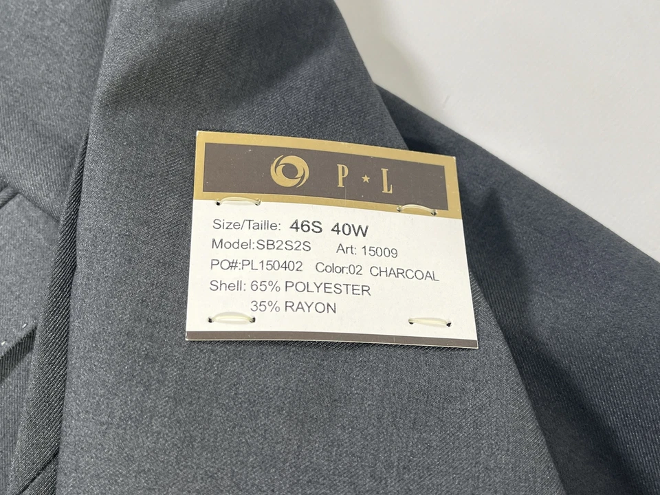 Traje Para Hombres P&L Gris Carbón Calce Ajustado 2 Botones Talla 46S 40W NUEVO Foto 3 de 4