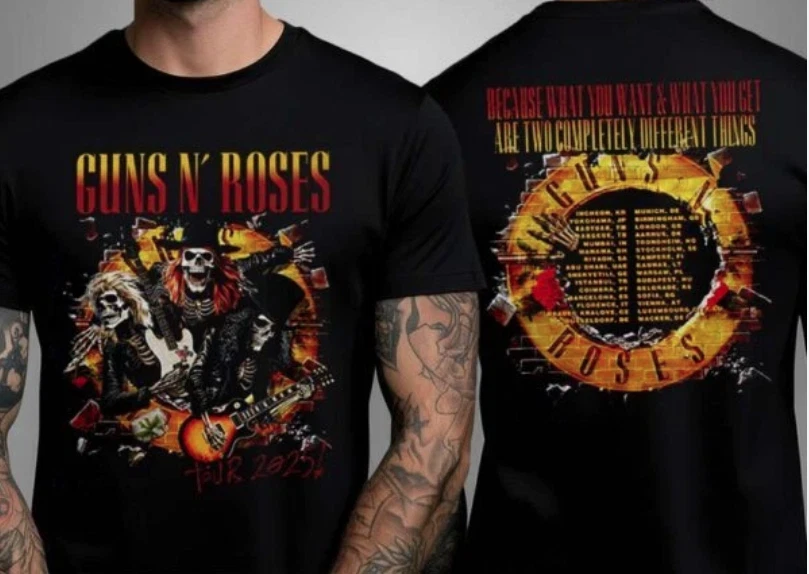 Gun N Rose Skeletons Tour 2025 Two Sided Unisex T-Shirt