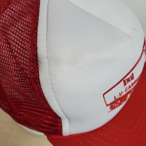 Trucker Hat Mesh Adjustable Snap Back Red White LU CARRIERS Cap Head Cover - Picture 12 of 12