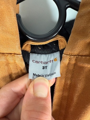 Carhartt Toddler Unisex Full Zip Canvas Sweatshirt Hoodie Brown Sz 3T 14x15 - Picture 4 of 11