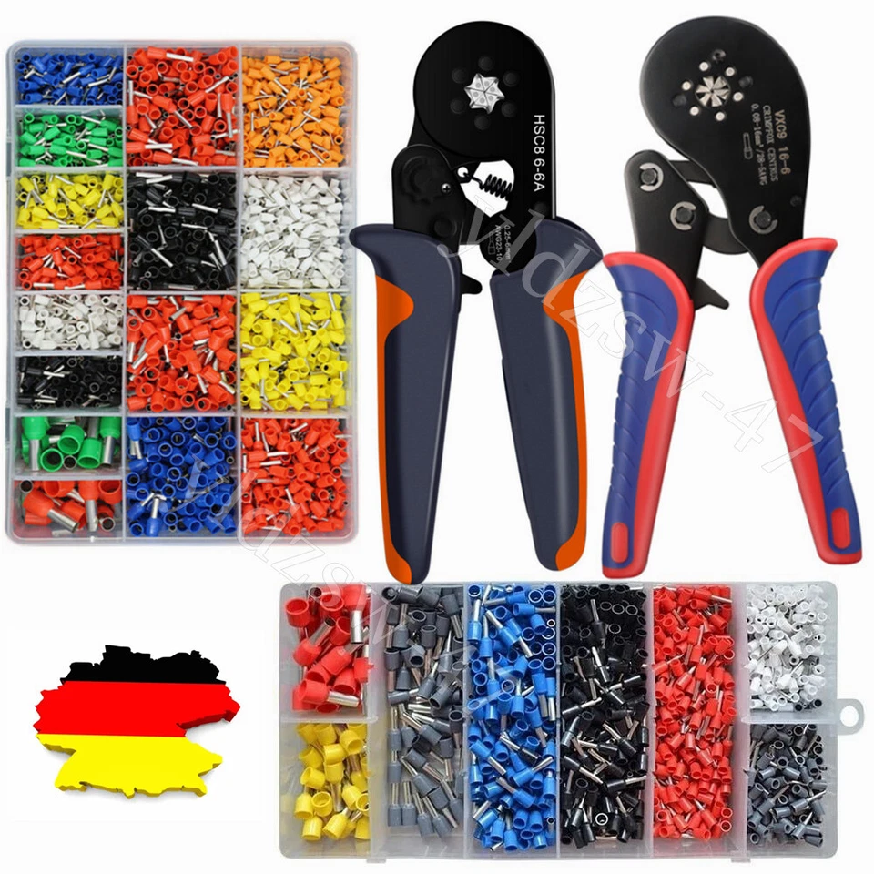 MARKENLOS 2120tlg Crimpzange Werkzeug Aderendhülsenzange Presszange 0.08-16mm² Kabelschuhe