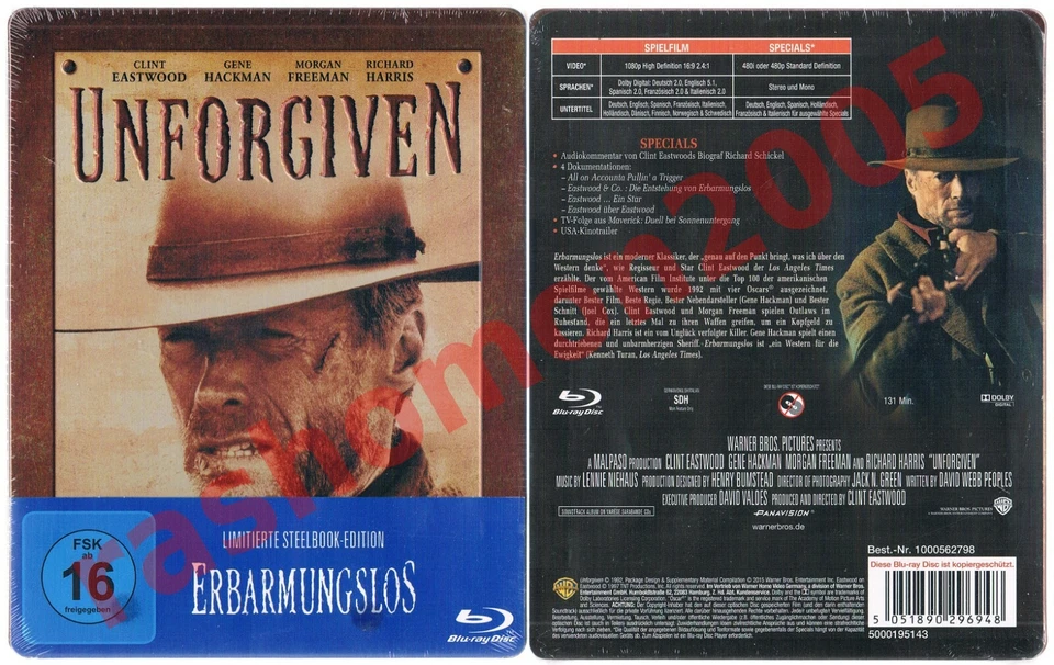 Blu-ray ERBARMUNGSLOS 1992 Clint Eastwood Gene Hackman Steelbook Rarität Neu+OVP - Bild 1 von 1