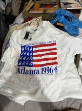 Vintage Centennial Atlanta Olympics Games Flag USA T-shirt ACOG 1992, New W Tags