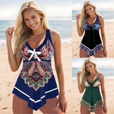 New Women Tankini Swimdress Swimsuit Beachwear Push Up Swimwear Plus Size