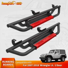 6" Running Boards for 2007- 2018 Wrangler JK 2 Door Drop Step Side Nerf Bars Red