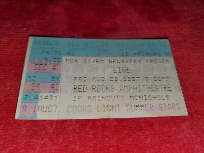 ビンテージチケット VINTAGE CONCERT TICKET STUB FOR LIVE AUG 29 1997 RED ROCKS