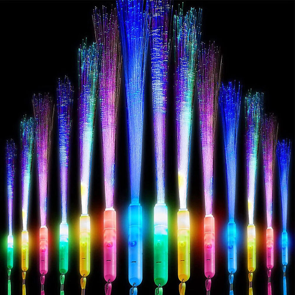 The Glowhouse Knipperende LED Party 7 Glow Sticks Veelkleurige Rainbow Wand met veiligheidssluiting Lanyard (Pack van 10