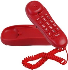 Slimline Red Colored Phone for Wall Or Desk with Memory
