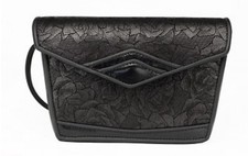 Roche Black Printed Leather Purse Marin Autographed Very Elegant And Unique