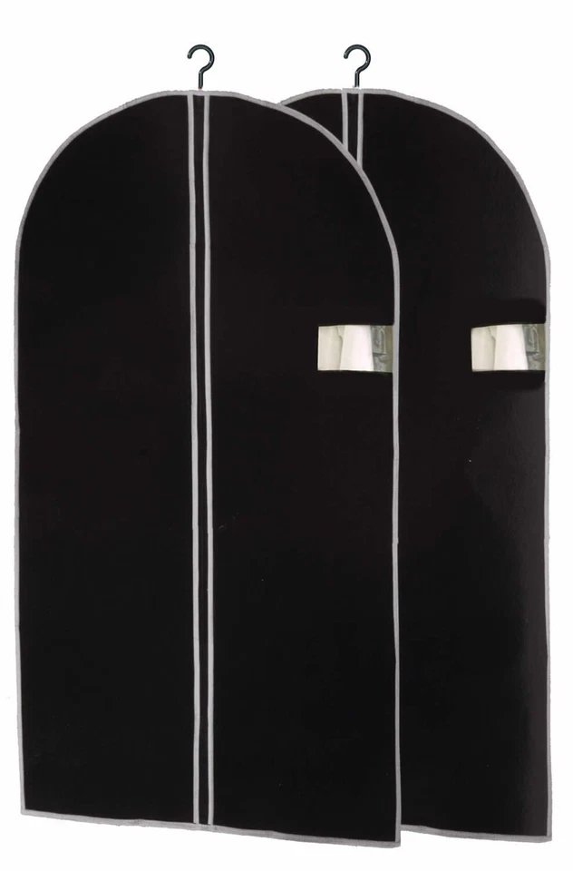 2x Reise Kleidersack XL 150x60cm lang Schwarz Vlies Kleiderschutzhülle Anzugsack - Bild 2 von 4