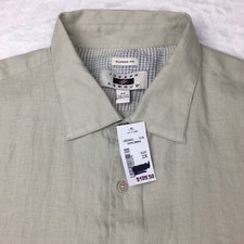Joseph Abboud Shirt Men's XXL 100% Linen Tan Short Sleeve Button Up Casual NWT!